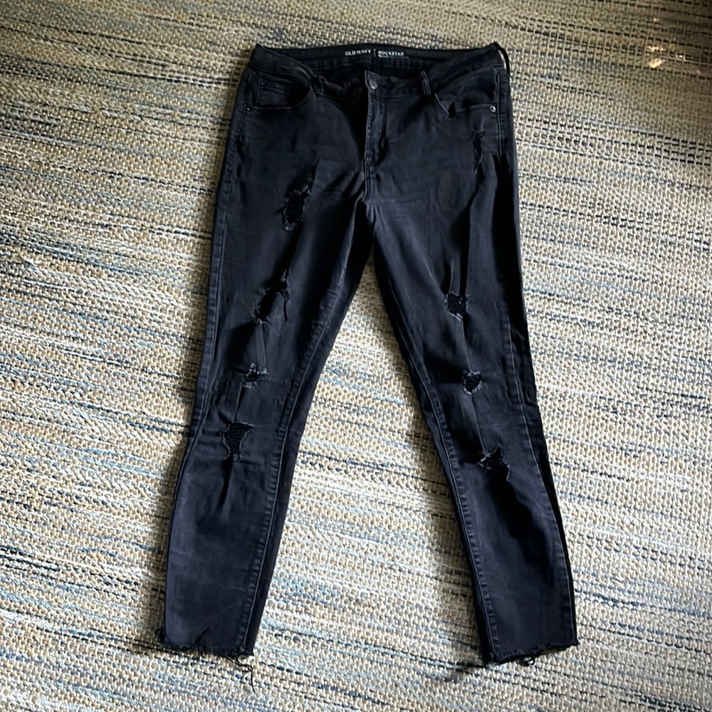 Old Navy Rockstar Distressed Black Jeans